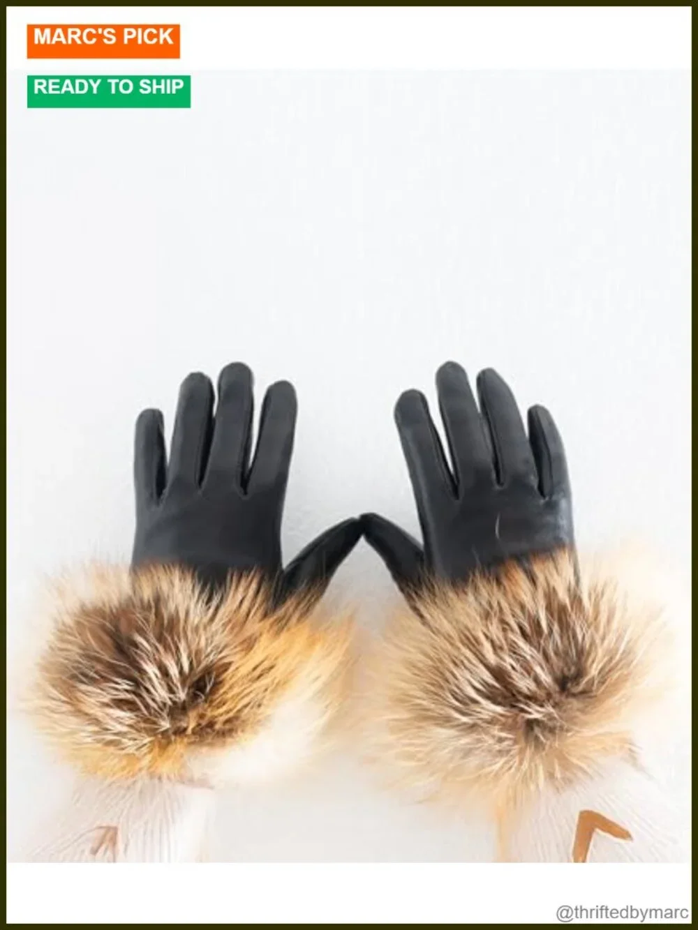 Real Fur Gloves - Lambskin Leather Touchscreen Driving Gloves with Fox Fur Cuff